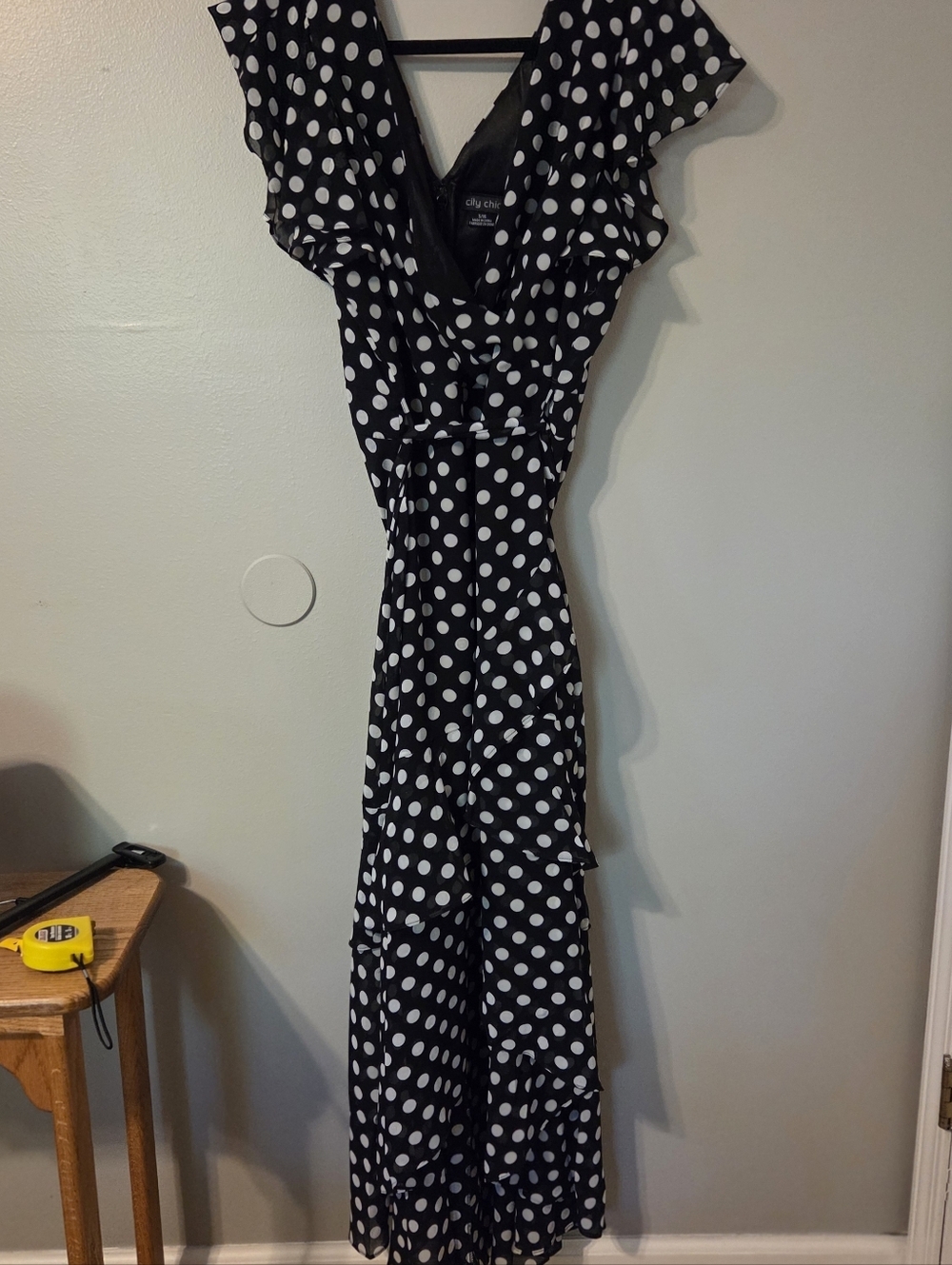 City Chic Women's Plus Size Maxi Emilia Polka Dot Chiffon Faux Wrap Dress. Sz 16 - Picture 6 of 8